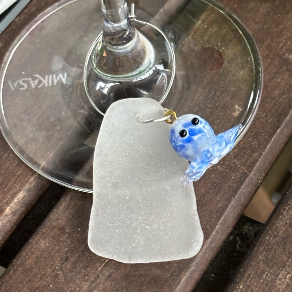 Blue Glass Octopus with Sea Glass Accent
